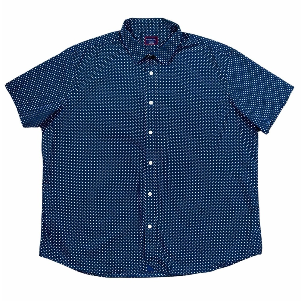 UNTUCKit Darren Shirt Size XXXL Navy Blue Polka Dot Short Sleeve Regular fit